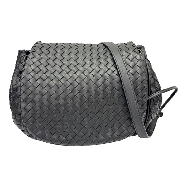 黑色 羊皮編織 馬鞍斜背包 肩背包【BOTTEGA VENETA BV 寶緹嘉】 245342