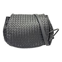 黑色 羊皮編織 馬鞍斜背包 肩背包【BOTTEGA VENETA BV 寶緹嘉】 245342