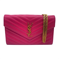 粉紅色 牛皮 Classic Cassandre Chain Wallet 肩背包【SAINT LAURENT 聖羅蘭】 377828