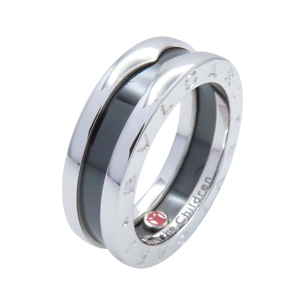 925純銀 黑色陶瓷 Save the Children 戒指 53【BVLGARI 寶格麗】 346090