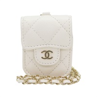 白色 荔枝紋 牛皮 二代 Airpods 保護套 耳機殼【CHANEL 香奈兒】 AP1647