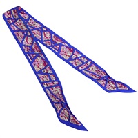 藍色 絲綢 絲巾 Rive Droite Rive Gauche Twilly【HERMES 愛馬仕】