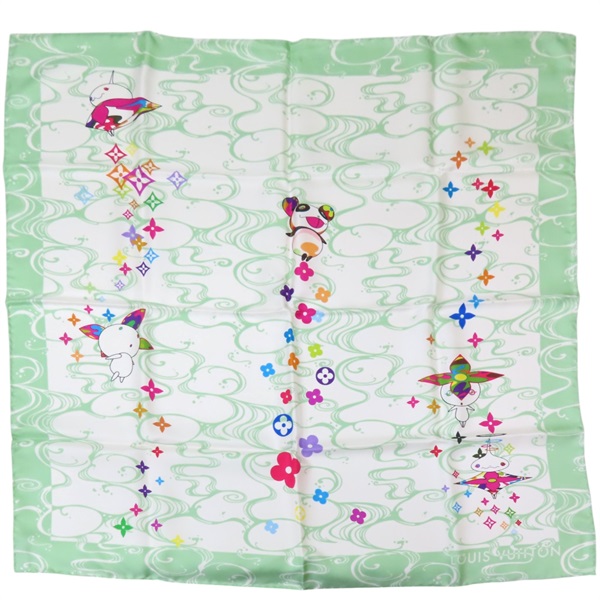 綠色 村上隆 絲綢 絲巾 M71932【LOUIS VUITTON LV 路易威登】 M71932