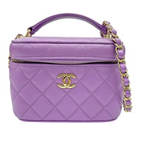 紫色 牛皮 菱格紋 Coco Mark 化妝箱 Matelasse  【CHANEL 香奈兒】 AS3171