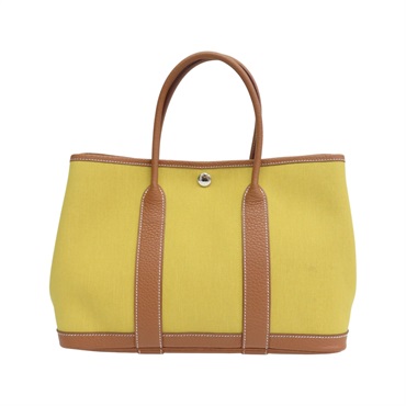 青檸色 TC牛皮 帆布 Garden Party 30 肩背包 Z刻【HERMES 愛馬仕】 H069573CK