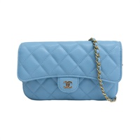 藍色 荔枝紋 牛皮CF 鏈條 手機包 肩背包 AP2096【CHANEL 香奈兒】 AP2096