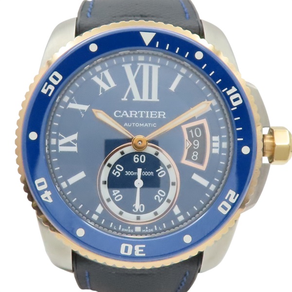 藍色錶盤 黑色膠帶 Calibre de Cartier Diver 腕錶【Cartier 卡地亞】 W2CA0008
