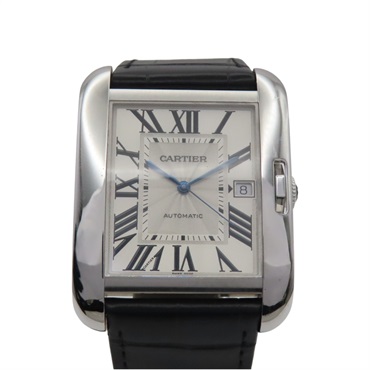 銀色錶盤 18K白金 皮革錶帶 Tank Anglaise 腕錶【Cartier 卡地亞】 W5310025