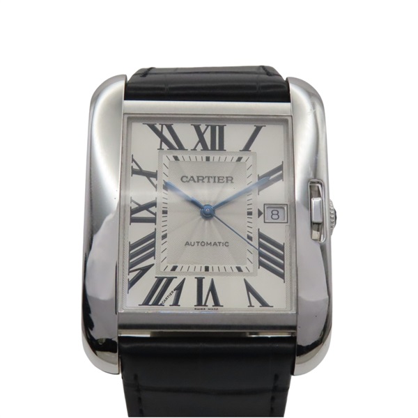 銀色錶盤 18K白金 皮革錶帶 Tank Anglaise 腕錶【Cartier 卡地亞】 W5310025