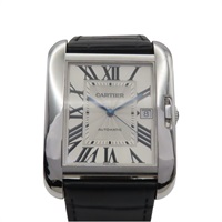 銀色錶盤 18K白金 皮革錶帶 Tank Anglaise 腕錶【Cartier 卡地亞】 W5310025