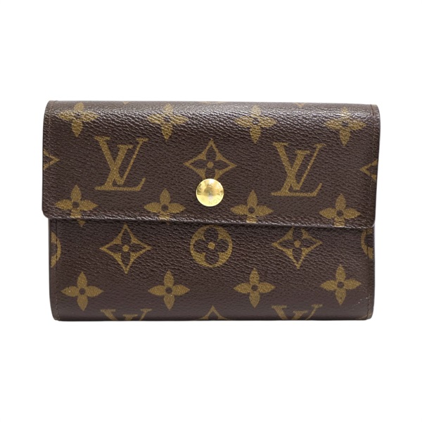 棕色 原花帆布 Portefeuille Alexandra 扣式 中夾 M60047【LOUIS VUITTON LV 路易威登】 M60047