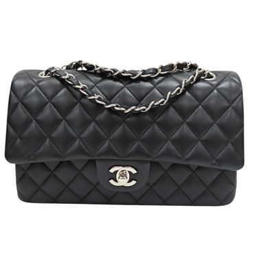 黑色 羊皮 Coco 25 鏈帶肩背包 銀釦【CHANEL 香奈兒】 A01112