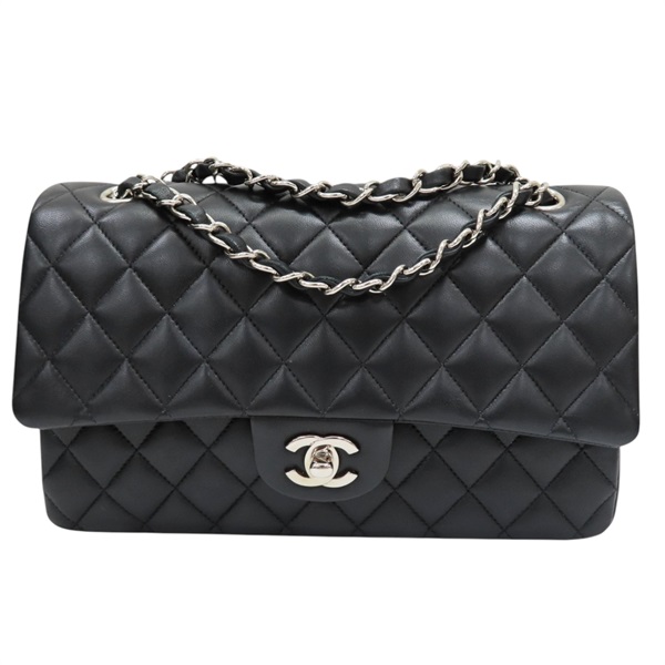黑色 羊皮 Coco 25 鏈帶肩背包 銀釦【CHANEL 香奈兒】 A01112