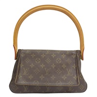 棕色 原花 帆布 Mini Looping 肩背包【LOUIS VUITTON LV 路易威登】 M51147