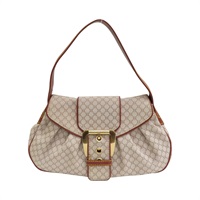 米白/棕色 帆布 牛皮 手提包【CELINE 賽琳】