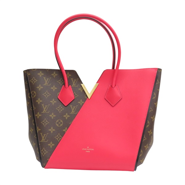 棕/紅色 原花帆布 牛皮 Kimono MM 手提包【LOUIS VUITTON LV 路易威登】 M40459