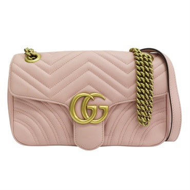 粉色 牛皮 GG Marmont 鏈帶肩背包【GUCCI 古馳】 443497