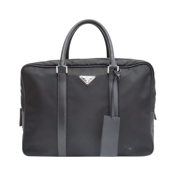 黑色 尼龍 Saffiano牛革 公事包【PRADA 普拉達】 VA0661