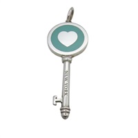 925純銀 藍色陶瓷 鑰匙墜飾【Tiffany & Co 蒂芬妮】