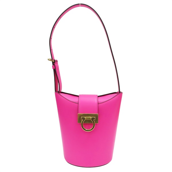 粉紅色 牛皮 Trifolio 水桶包 肩背包【Salvatore Ferragamo 費拉格慕】 211194