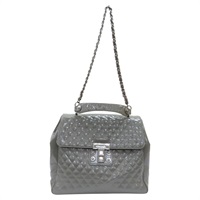 灰綠色 漆皮皮革 Mademoiselle Kelly 兩用包 無卡【CHANEL 香奈兒】 A39161