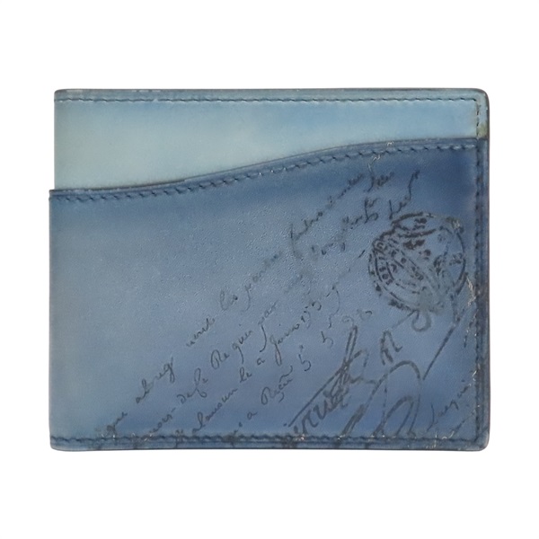 藍色 牛皮 Berluti Makore Slim Compact 兩折短夾【Berluti伯爾魯帝】