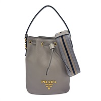 灰色 牛皮 水桶包 兩用包【PRADA 普拉達】 1BE072