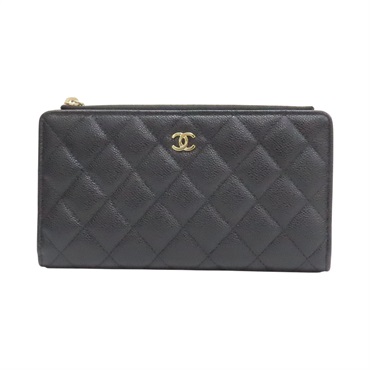 黑色 荔枝紋 牛皮 兩折長夾 AP3877【CHANEL 香奈兒】 AP3877