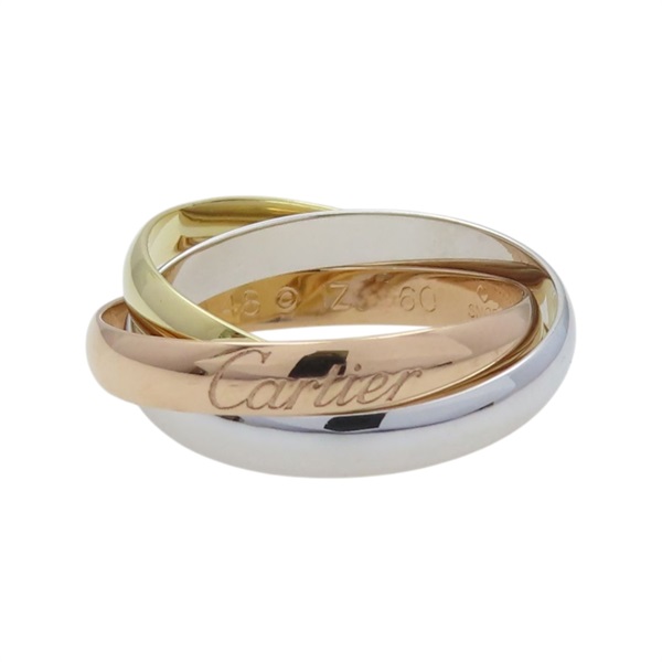 18K 三色三金 Trinity SM 三環戒指 48【Cartier 卡地亞】 B4235100