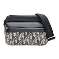 黑色 牛皮 緹花帆布 Rider 2.0 拉鏈斜背包 肩背包【Dior 迪奧】 1ESPO340YKS