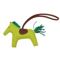 黃/綠/棕色 Agneau milo羊皮 Rodeo MM 吊飾 無刻印【HERMES 愛馬仕】