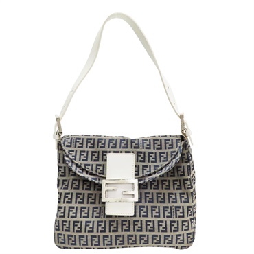 海軍藍/棕色 帆布 肩背包【FENDI 芬迪】 8BR004