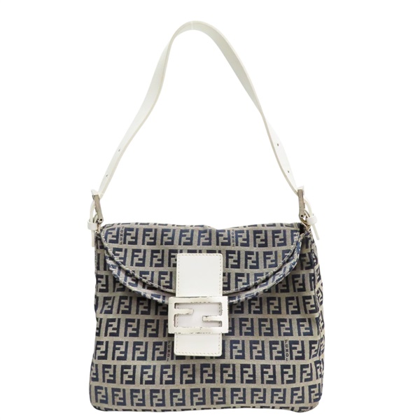 海軍藍/棕色 帆布 肩背包【FENDI 芬迪】 8BR004