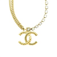 金色鍍金 雙C 水晶 項鍊【CHANEL 香奈兒】