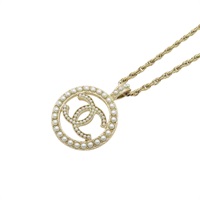 淺金 圓形 雙C珍珠 項鏈【CHANEL 香奈兒】 A99076