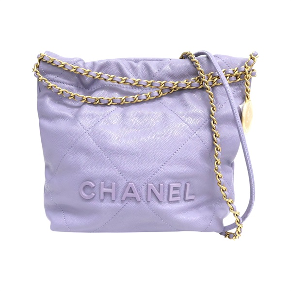 紫色 菱格紋 牛皮 22 mini 肩背包【CHANEL 香奈兒】 AS3980