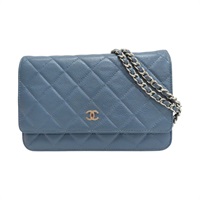 藍色 荔枝紋 牛皮 WOC 肩背包 (無卡)【CHANEL 香奈兒】 A33814