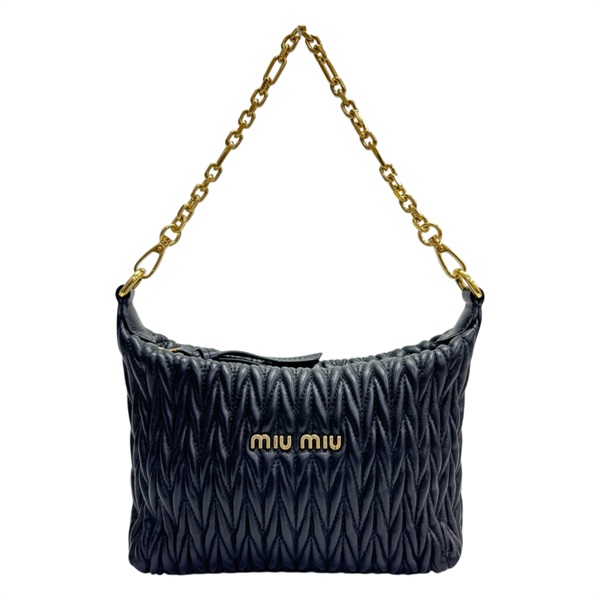 黑色 羊皮 Miu Spirit Matelasse Mini手袋 金和 【MIU MIU 繆繆】 5NE844