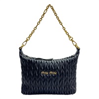 黑色 羊皮 Miu Spirit Matelasse Mini手袋 金和 【MIU MIU 繆繆】 5NE844