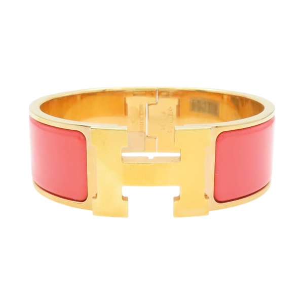 珊瑚紅 琺瑯 CLIC CLA H 手環 金釦【HERMES 愛馬仕】
