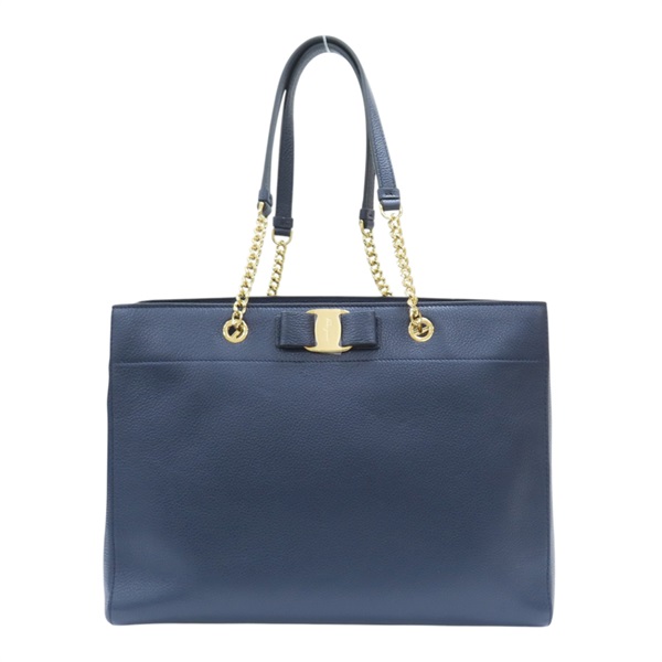 藍色 牛皮 Vara Bow Tote 肩背包【Salvatore Ferragamo 費拉格慕】 21H500