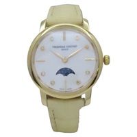 母貝錶盤 米色皮帶 Slimline Ladies Moonphase 腕錶【FREDERIQUE CONSTANT 康斯登】 FC-206