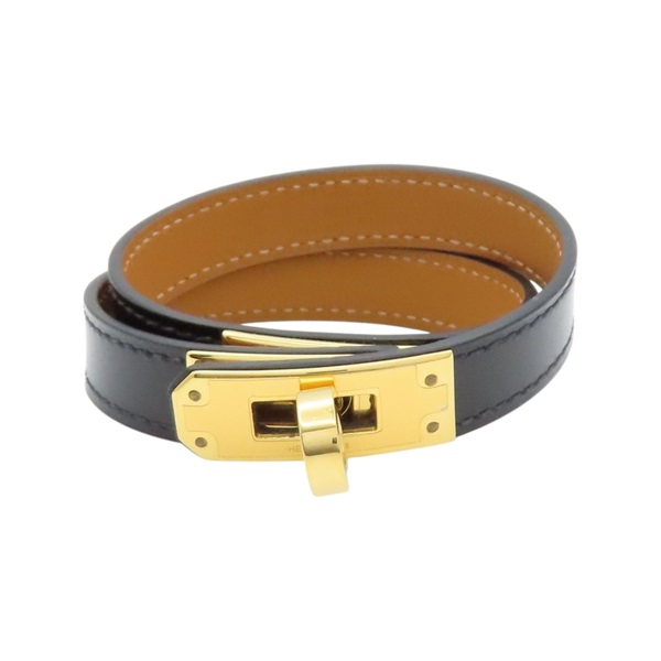 黑色 swift牛皮 Kelly Doble tour 手環 金釦【HERMES 愛馬仕】