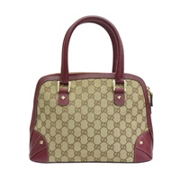 紅/棕色 GG帆布 鉚釘 手提包【GUCCI 古馳】 131023