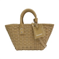 卡其色 編織漆皮 BISTRO Basket XS 兩用包【Balenciaga 巴黎世家】 671342