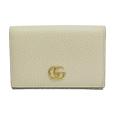 GUCCI 古馳 GG Marmont 卡夾 名片夾 米白色 牛皮 帆布 474748