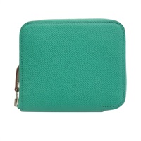 翡翠綠 Epsom牛皮 Silk in Compact 絲巾短夾 Z刻【HERMES 愛馬仕】