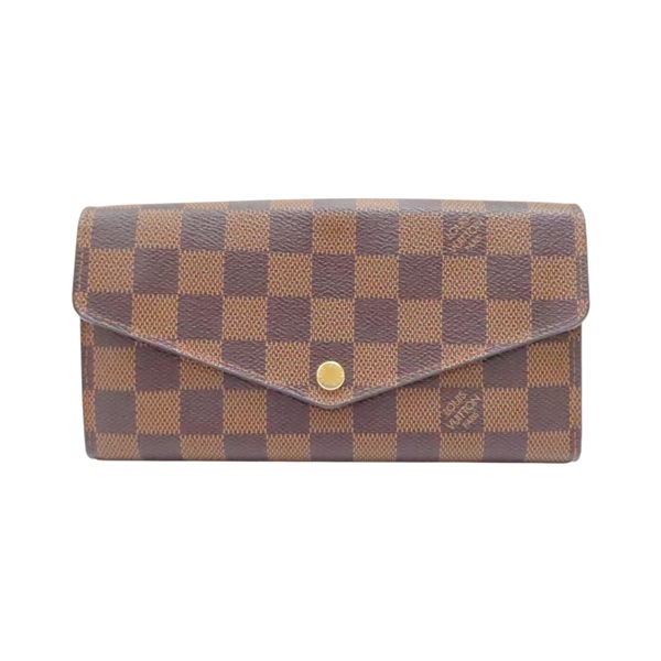 棕色 棋盤格 帆布 Sarah 扣式長夾【LOUIS VUITTON LV 路易威登】 N63209