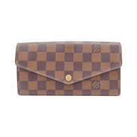 棕色 棋盤格 帆布 Sarah 扣式長夾【LOUIS VUITTON LV 路易威登】 N63209