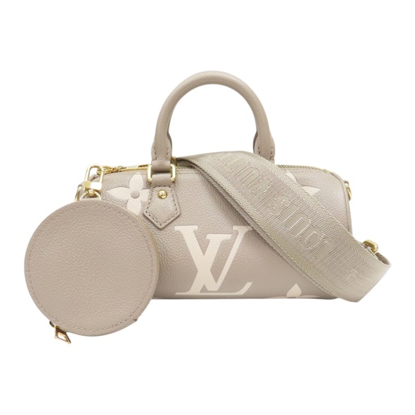 灰色 奶油色 原花 牛皮 壓紋 Papillon BB 兩用包【LOUIS VUITTON LV 路易威登】 M46031